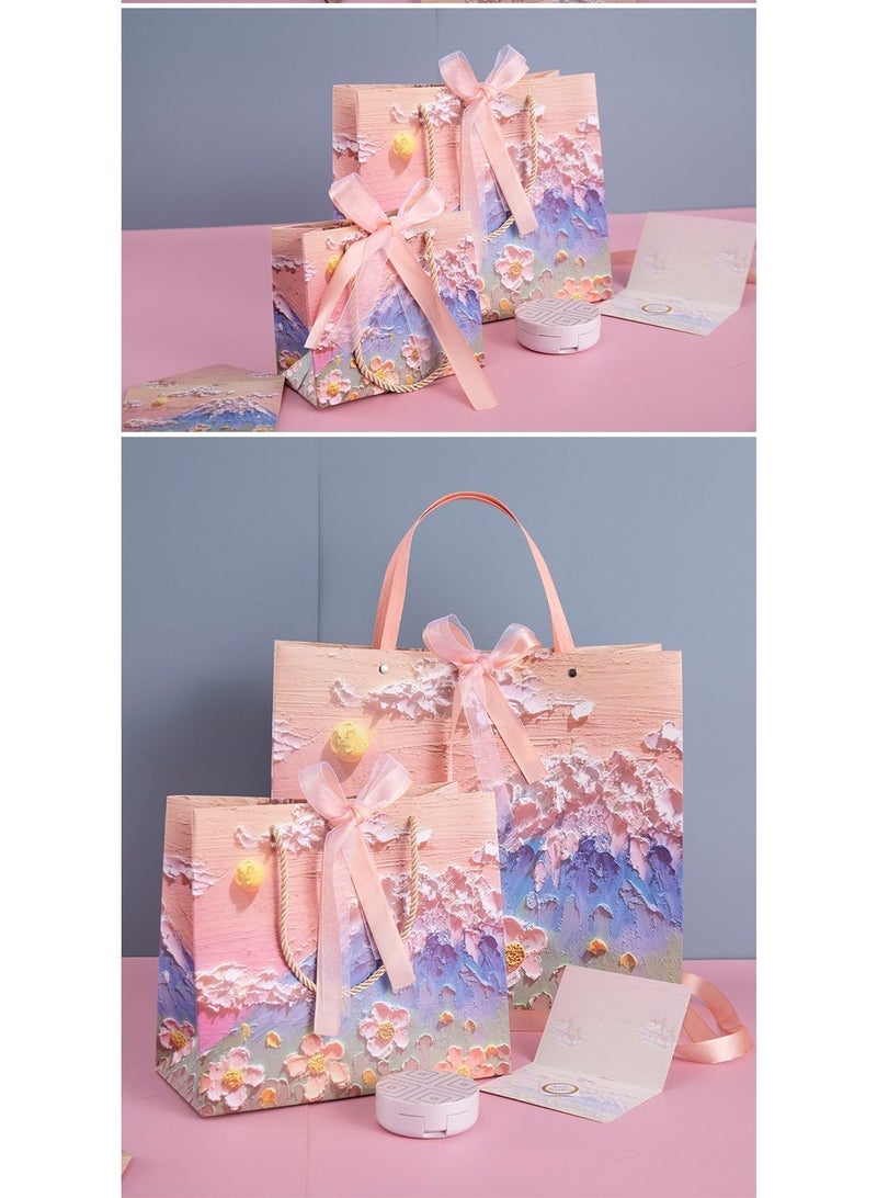 NIBEMINENT حقيبة هدايا ملونة 3 قطع مع مقبض، أكياس ورق هدايا زيتية متوسطة الحجم، أكياس هدايا صغيرة لعيد الميلاد، أكياس ورق حرفي للهدايا، أعياد الميلاد، عيد الأم، حفلات الزفاف، الحفلات - Image 4